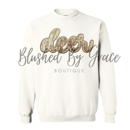 Deer Gold Sequin Crewneck