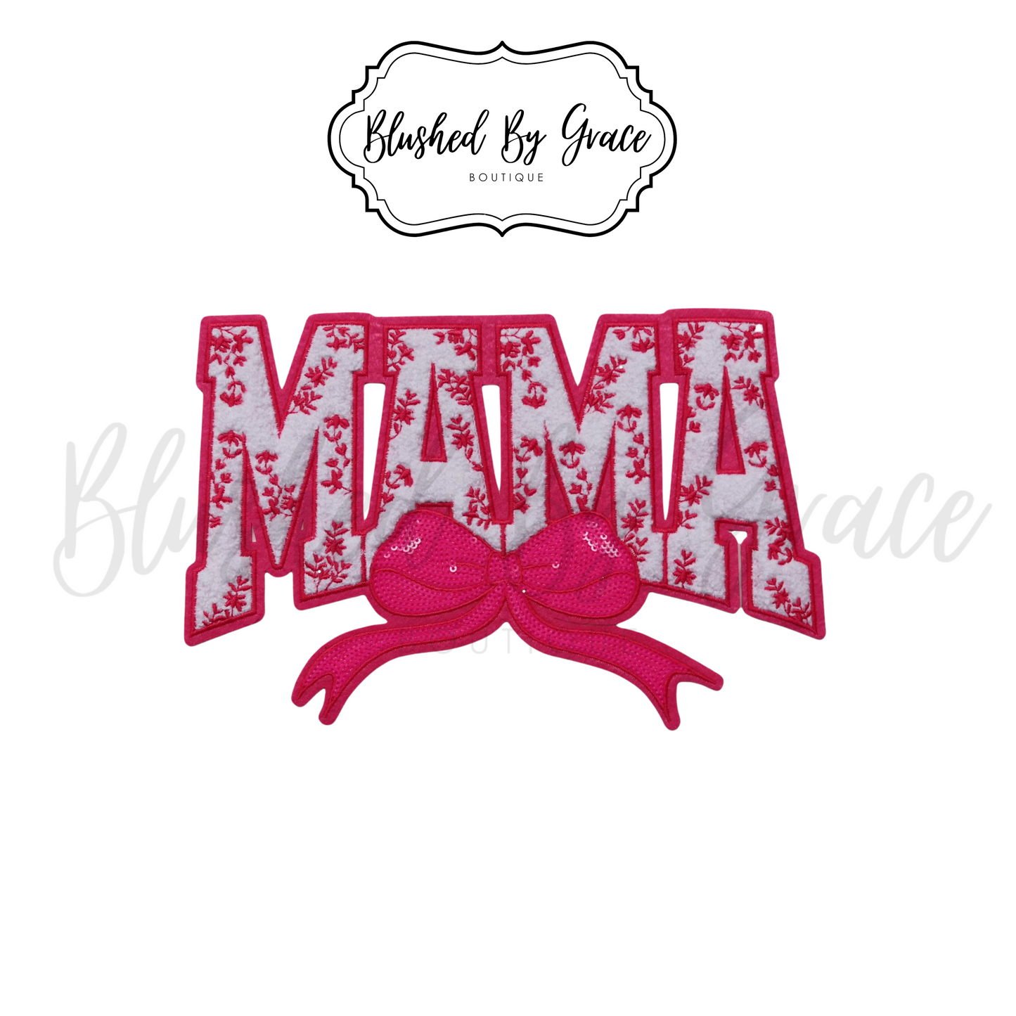 Hot Pink Floral MAMA Bow Patch