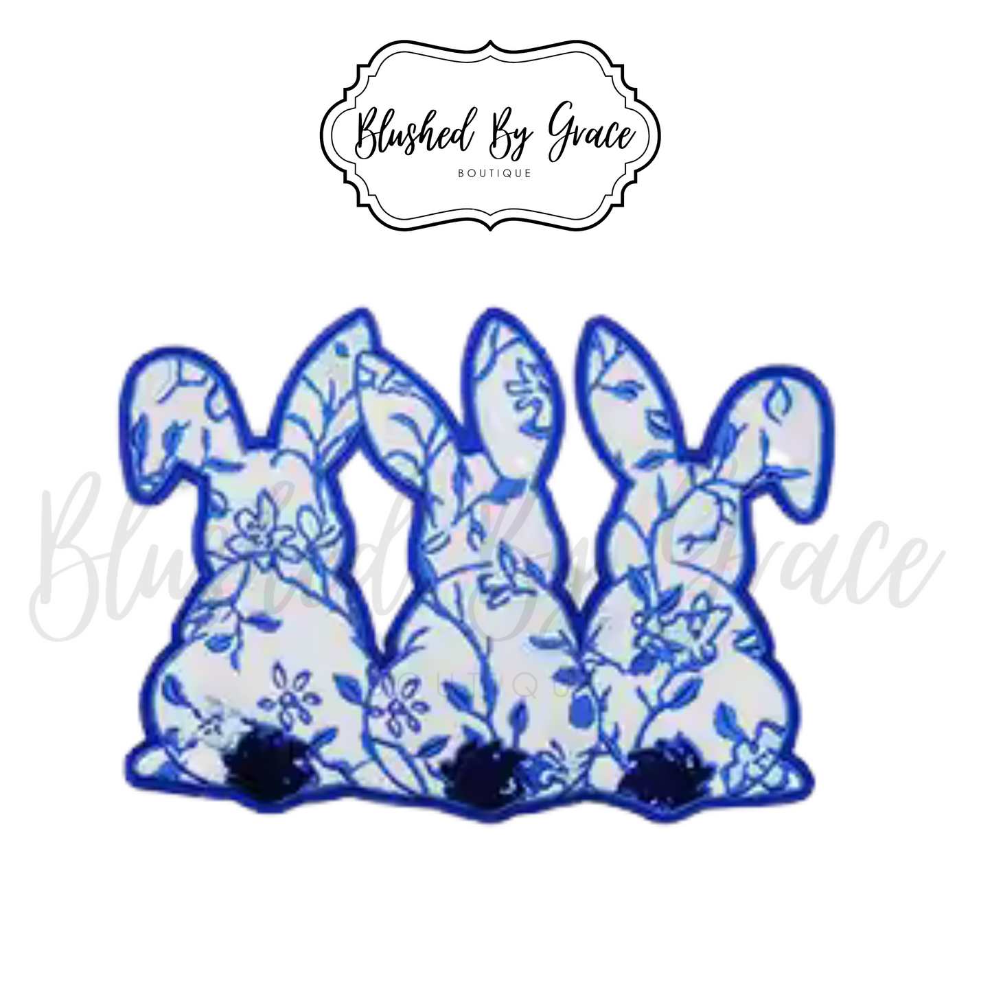 3 Blue Floral Bunny Patch