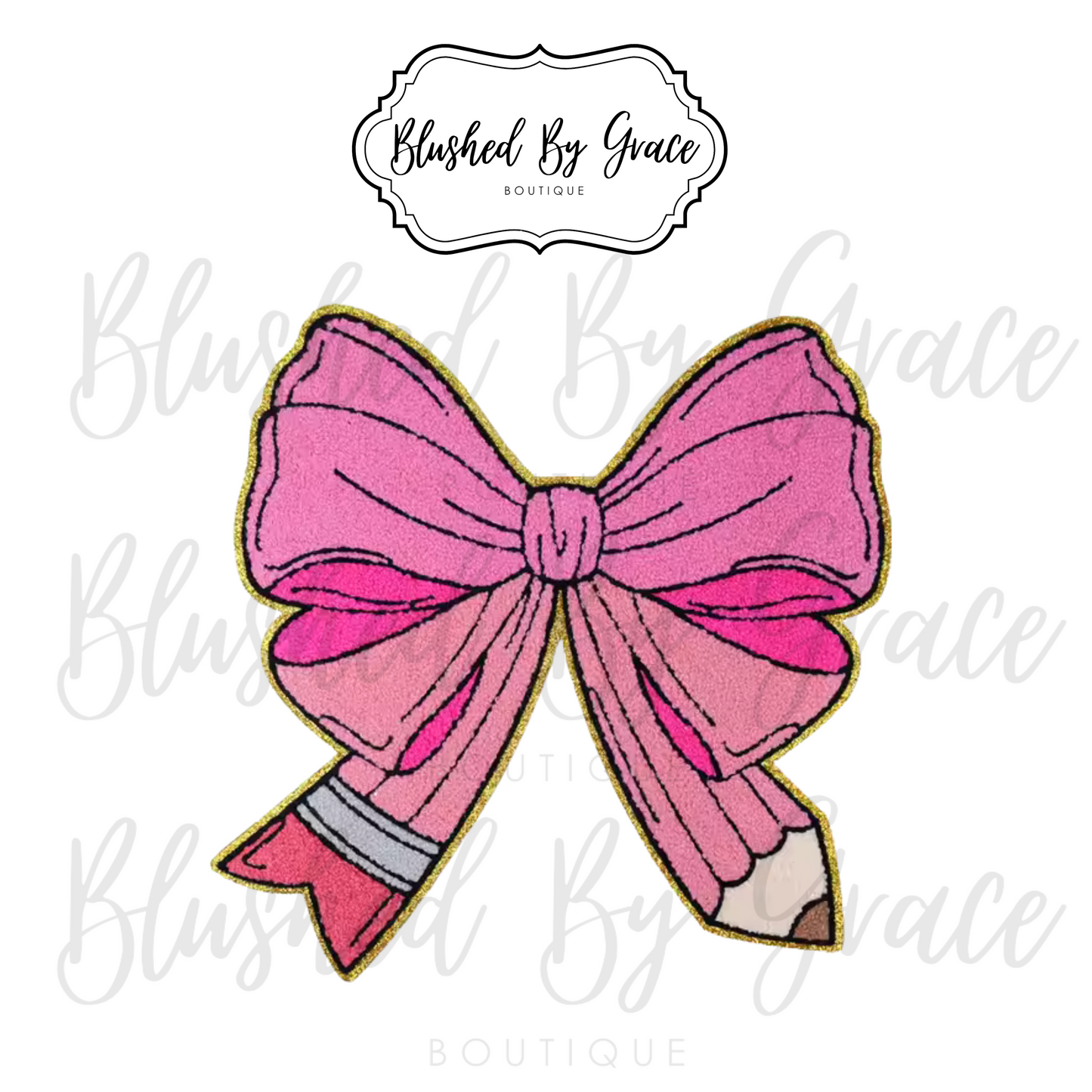 Pink Pencil Bow Patch