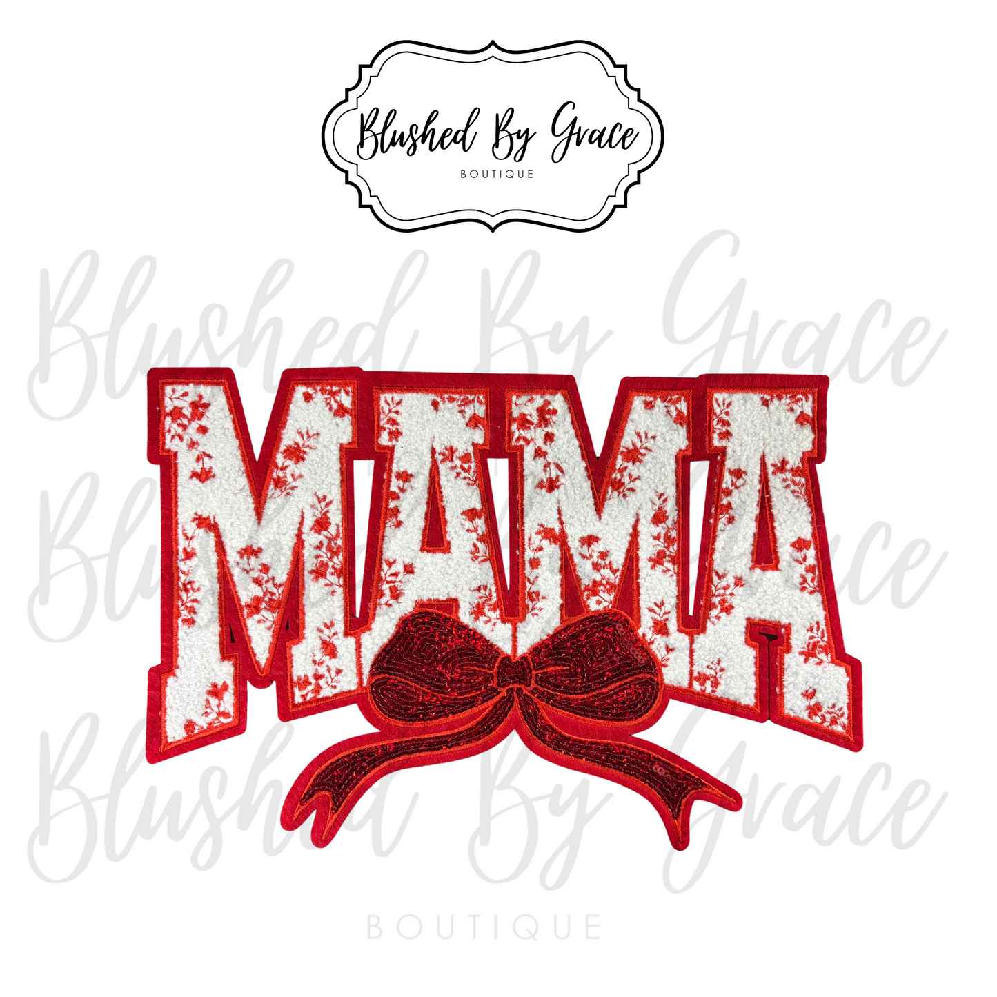 Red Floral MAMA Patch