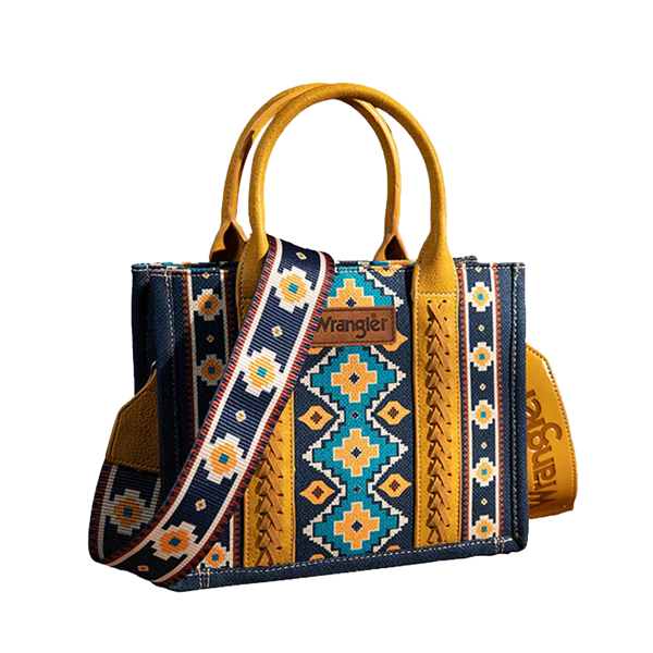 Wrangler Southwestern Navy Canvas Small Tote Bag