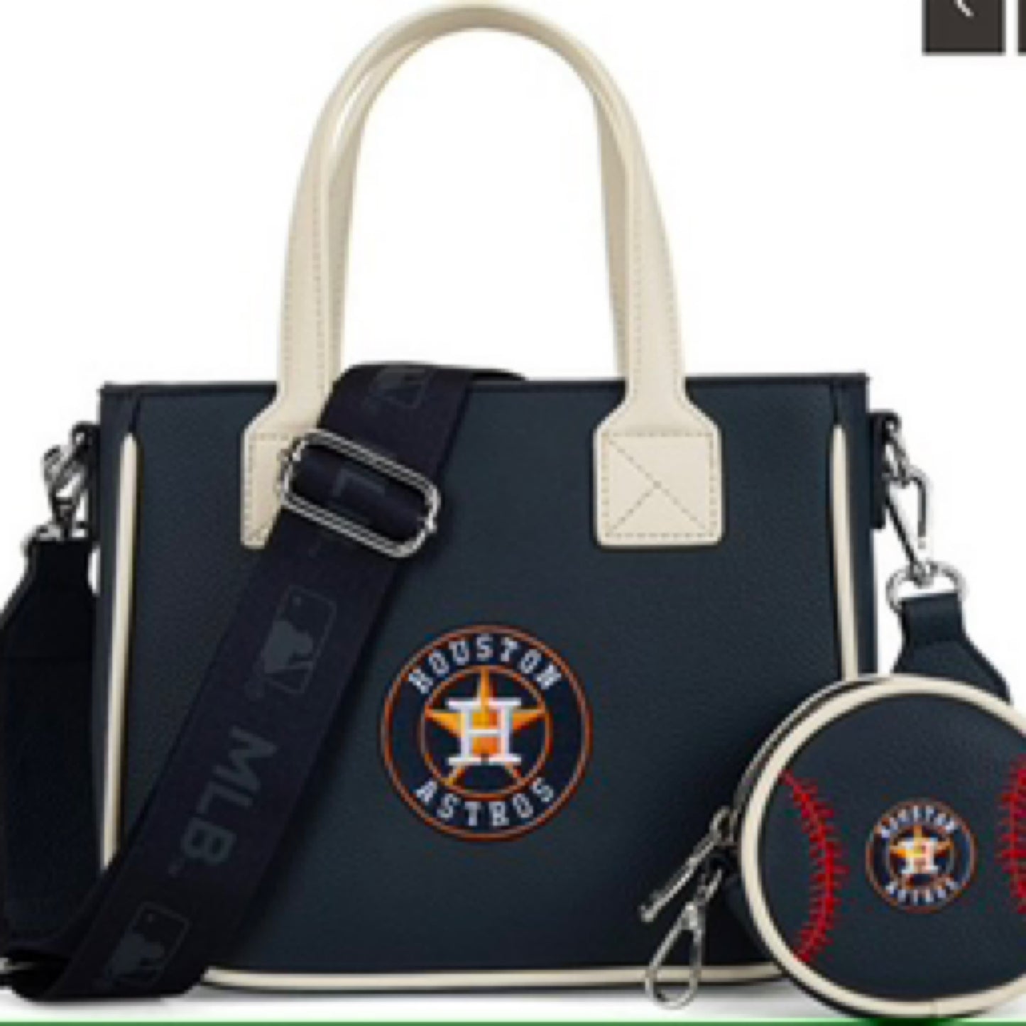 MLB Houston Astros Team Tote/Crossbody with Baseball Coin Pouch BLUE