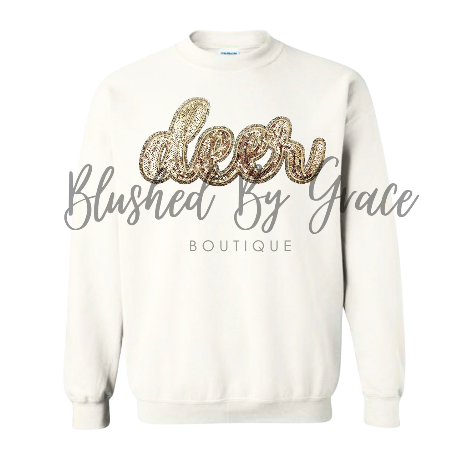 Deer Gold Sequin Crewneck
