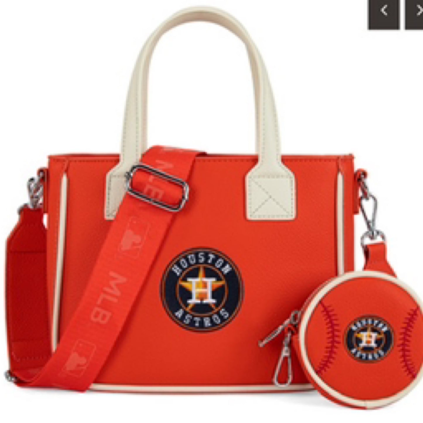 MLB Houston Astros Team Tote/Crossbody with Baseball Coin Pouch ORANGE