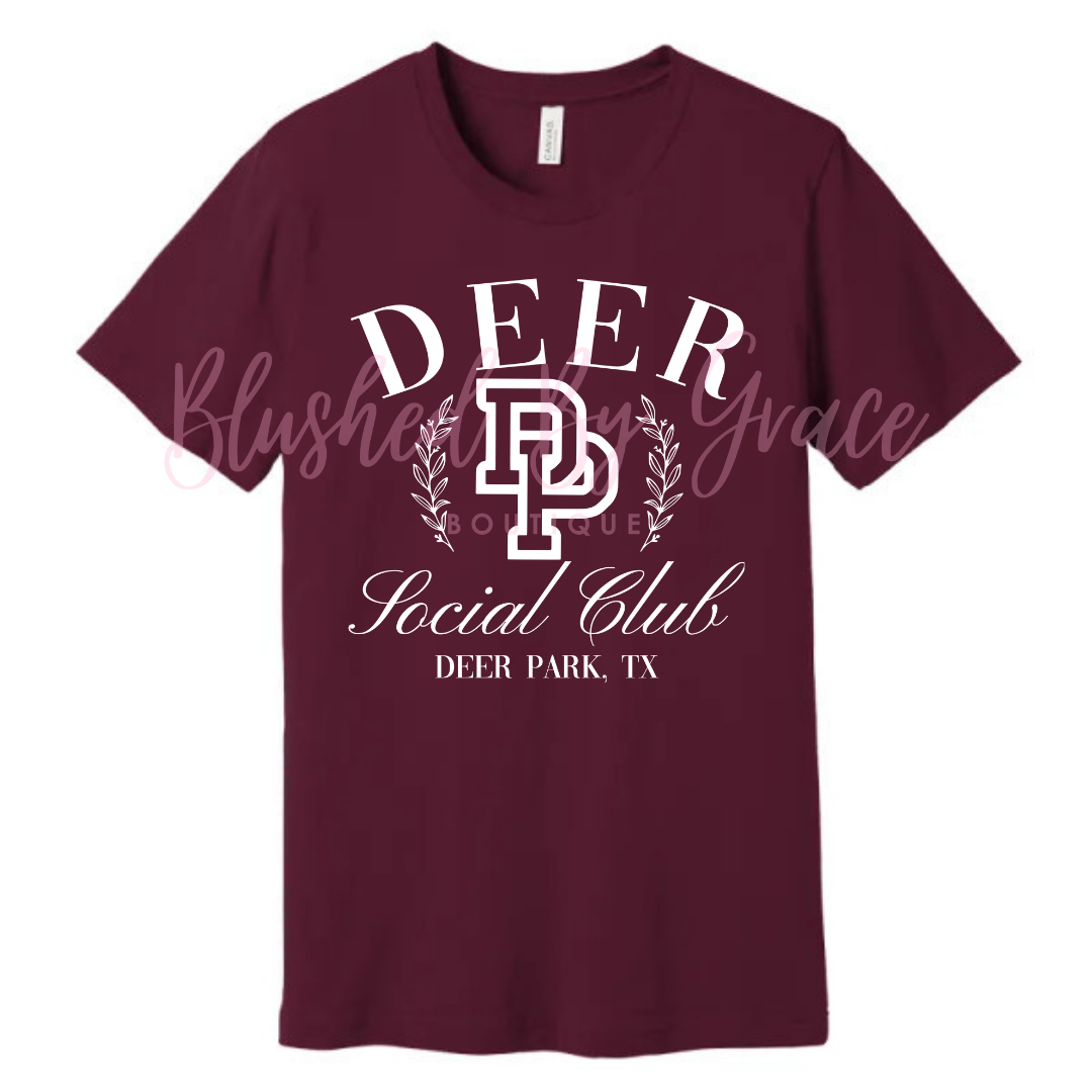Deer Park Deer Social Club Maroon Shirt