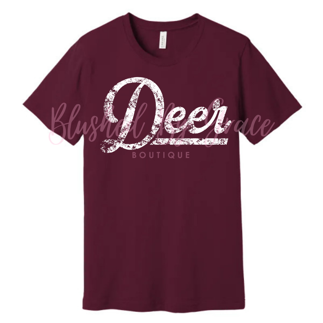 Deer Distressed White +  Maroon Shirt