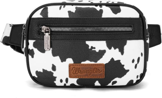 Wrangler Cow Print Belt Bag- Black
