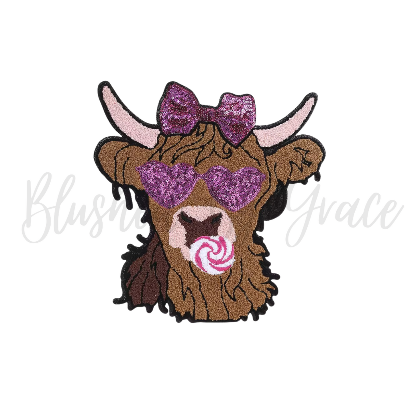 Valentine Cow Chenille Patch