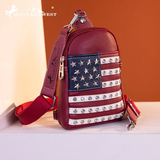 Montana West American Pride Collection Red Sling Bag