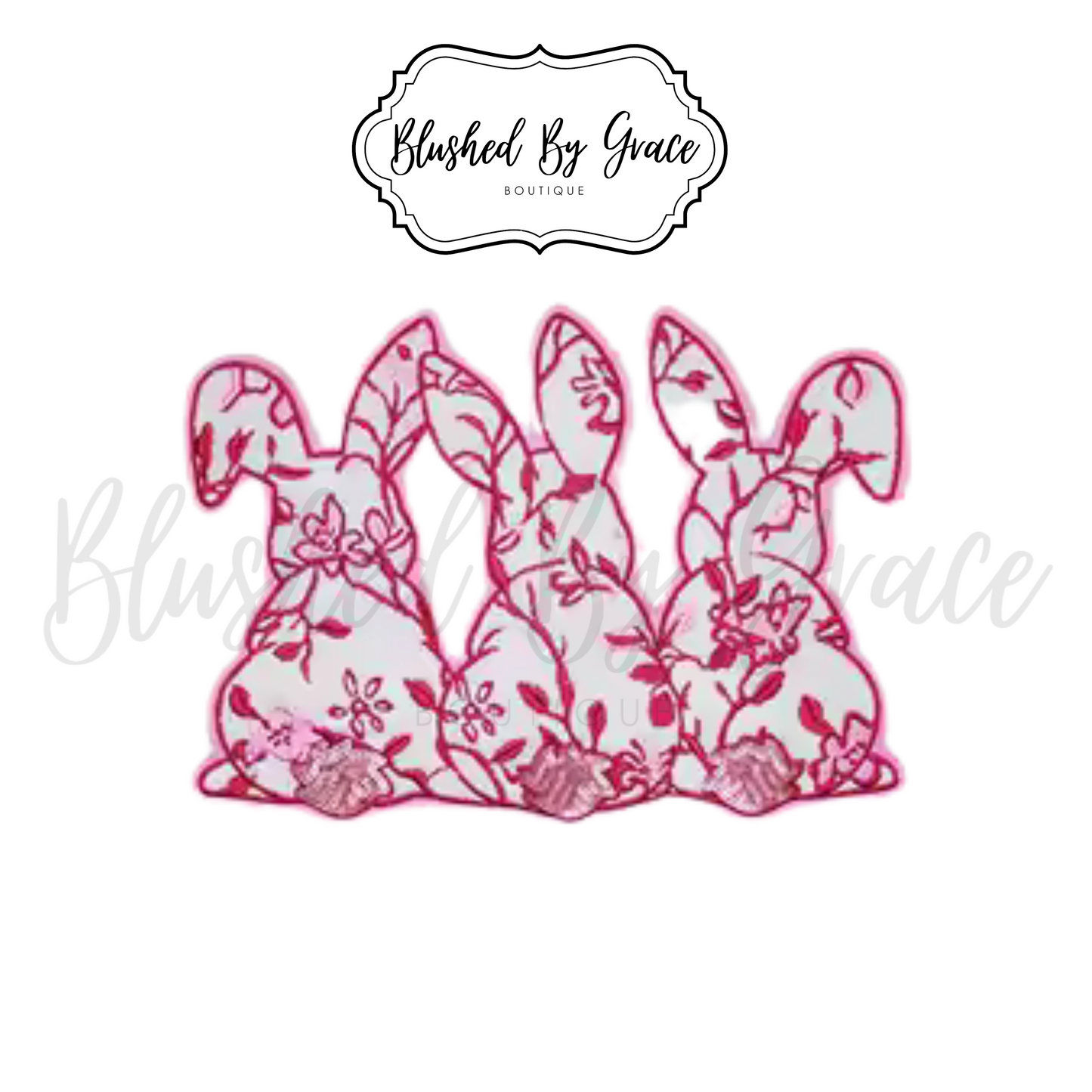 3 Pink Floral Bunny Patch