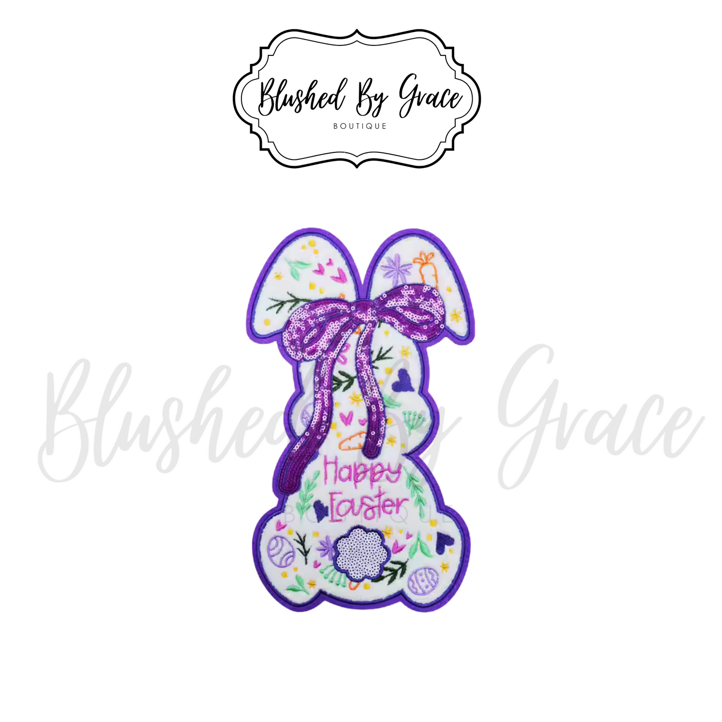 Purple Happy Easter Bunny Patch