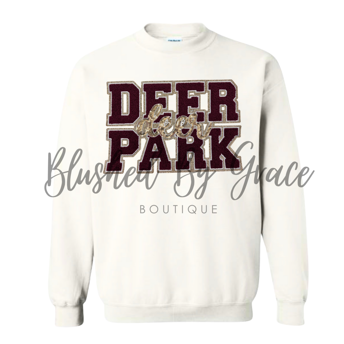 Deer Park Deer Chenille/Sequin Crewneck