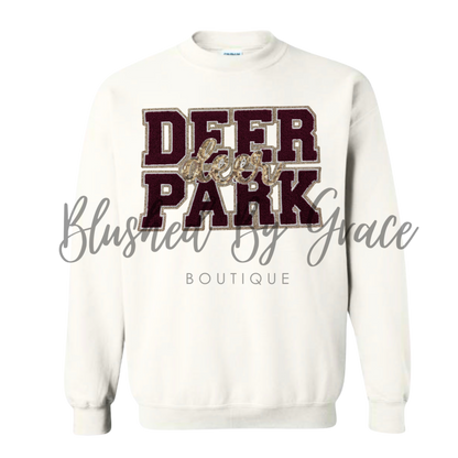 Deer Park Deer Chenille/Sequin Crewneck