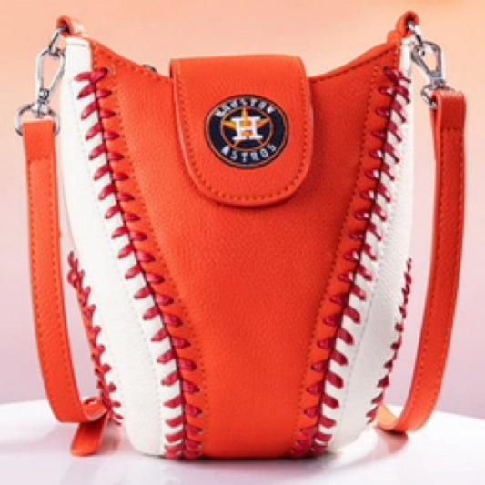 MLB Houston Astros Team Baseball Stitch Crossbody - Orange