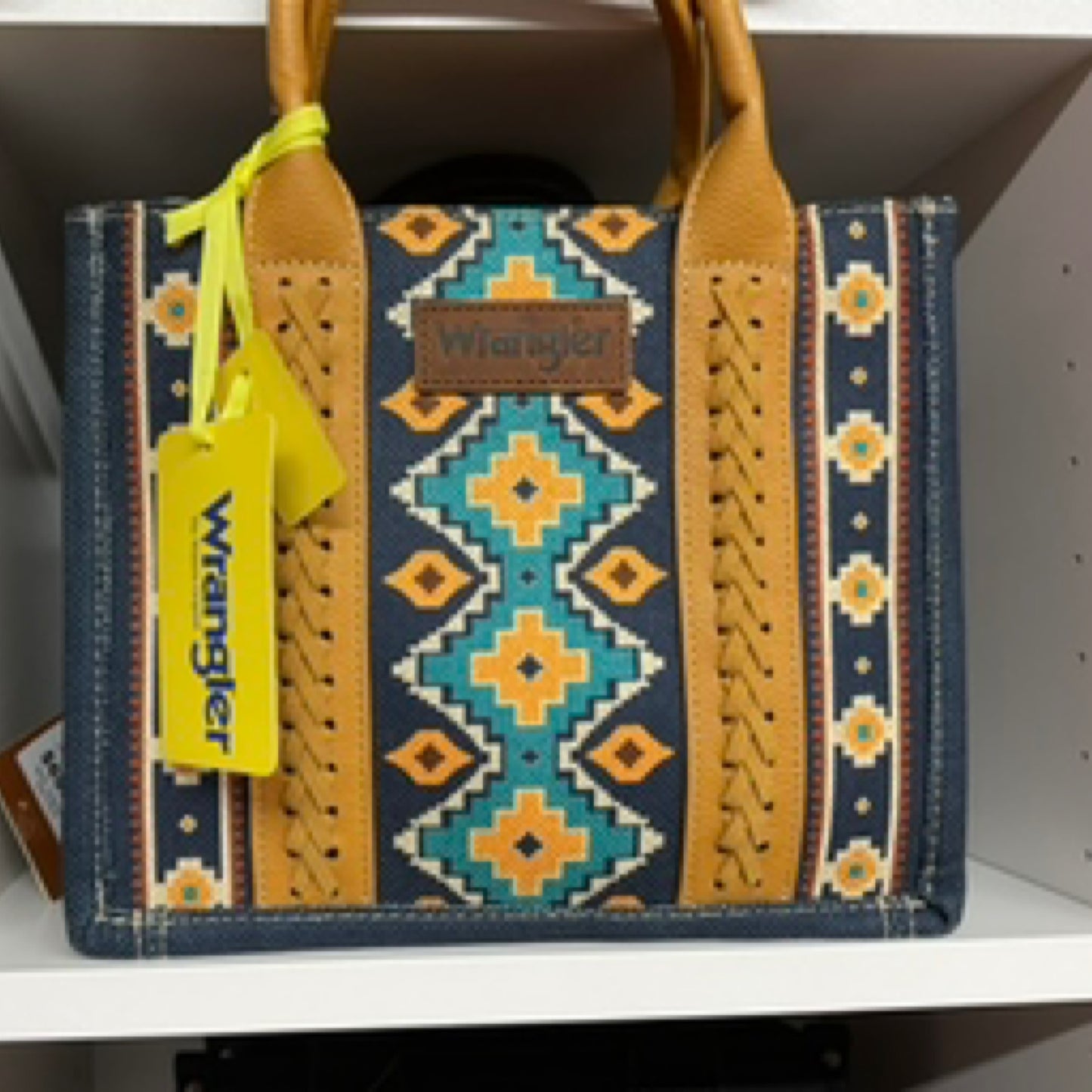 Wrangler Southwestern Navy Canvas Small Tote Bag