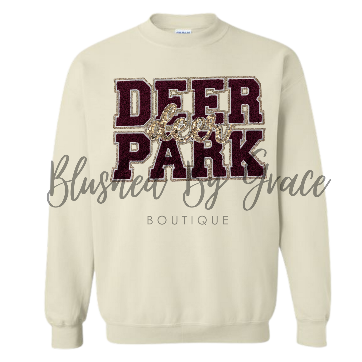 Deer Park Deer Chenille/Sequin Crewneck