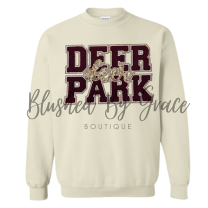 Deer Park Deer Chenille/Sequin Crewneck