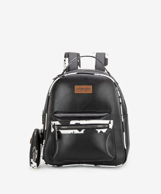 Wrangler Cow Print Backpack With Coin Pouch - Black
