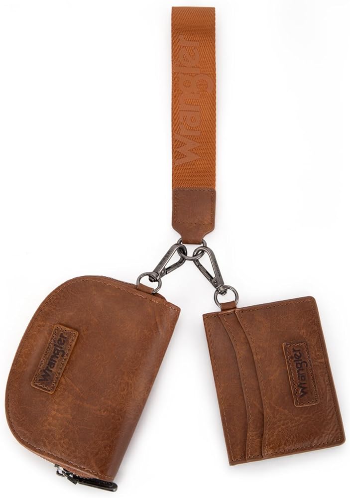 Wrangler KeyChain Wallet Dual Wristlet Brown