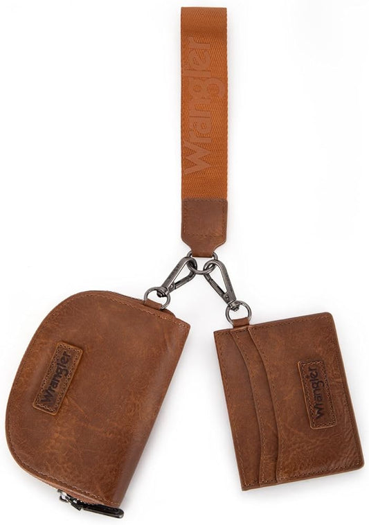 Wrangler KeyChain Wallet Dual Wristlet Brown