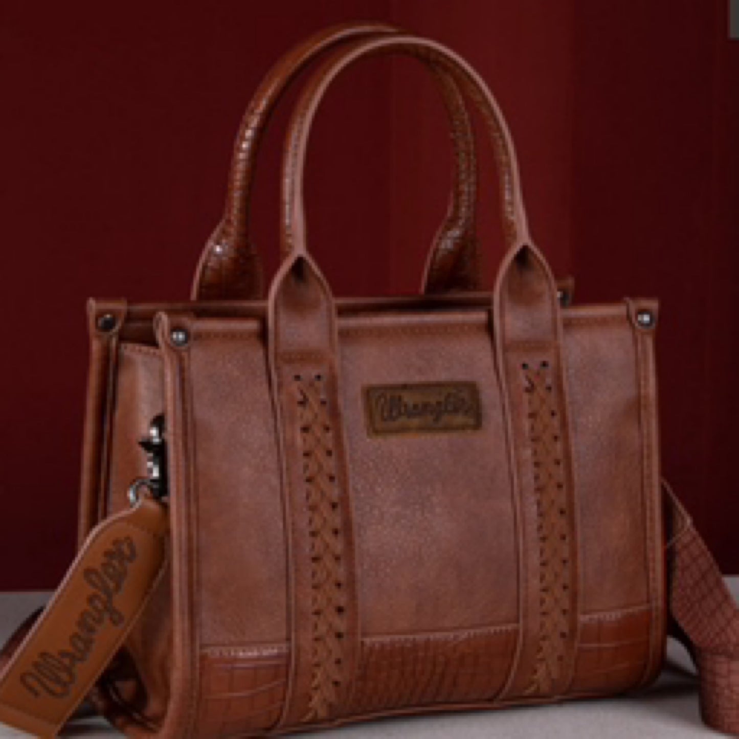 Wrangler Ladies Croc Print Concealed Carry Cognac Crossbody Tote Bag WG102-8120