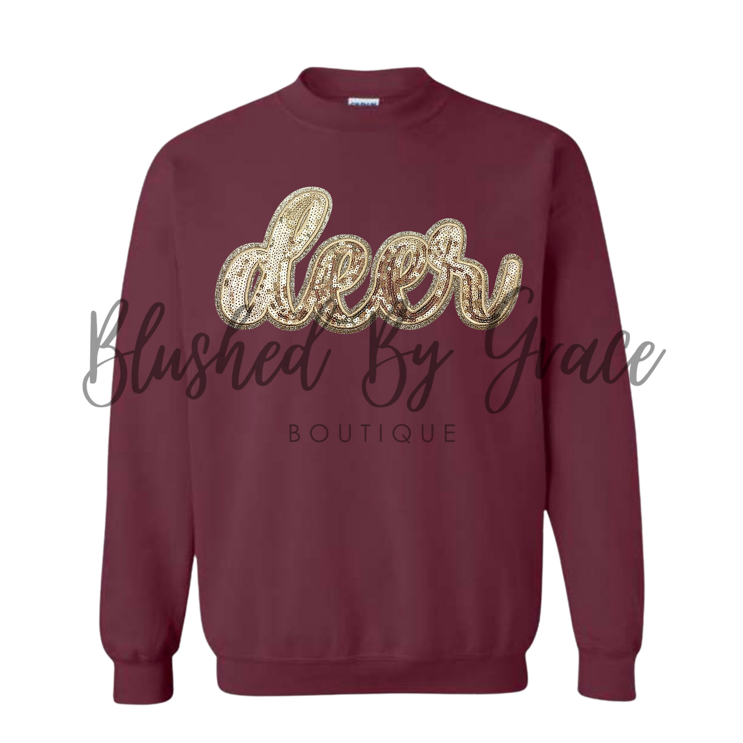 Deer Gold Sequin Crewneck