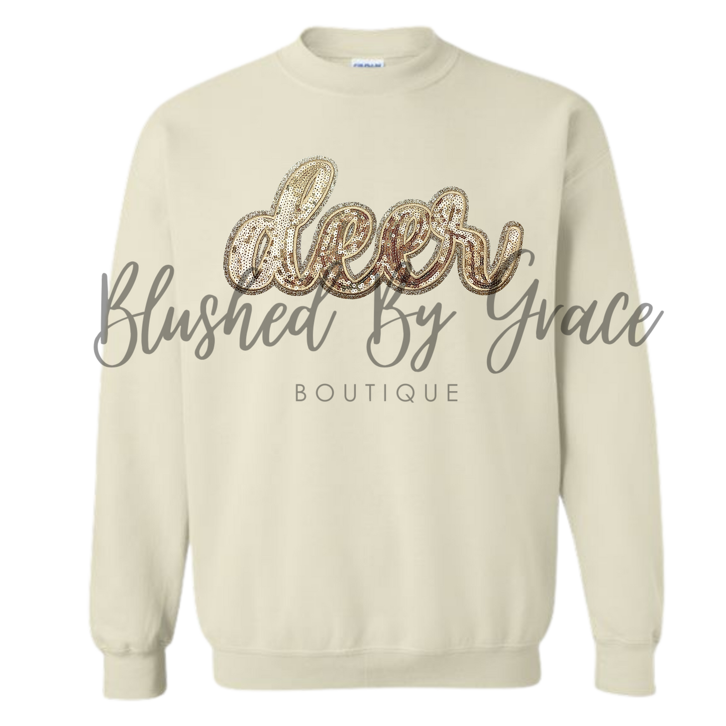 Deer Gold Sequin Crewneck