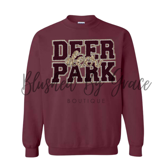 Deer Park Deer Chenille/Sequin Crewneck
