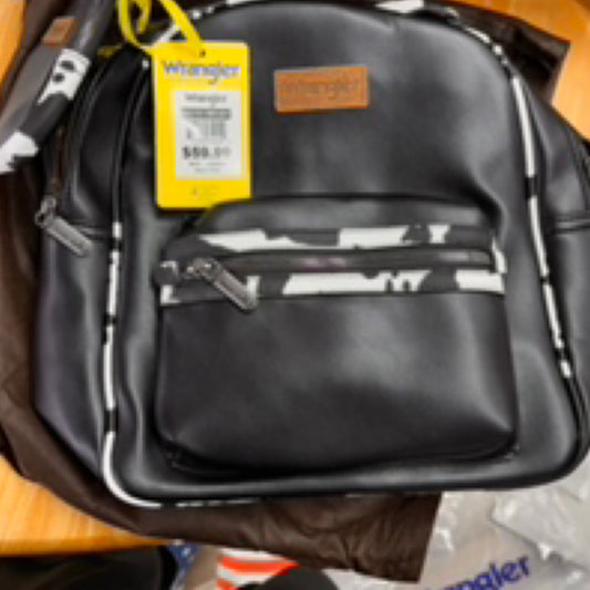 Wrangler Cow Print Backpack With Coin Pouch - Black