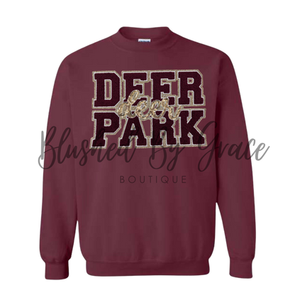 Deer Park Deer Chenille/Sequin Crewneck